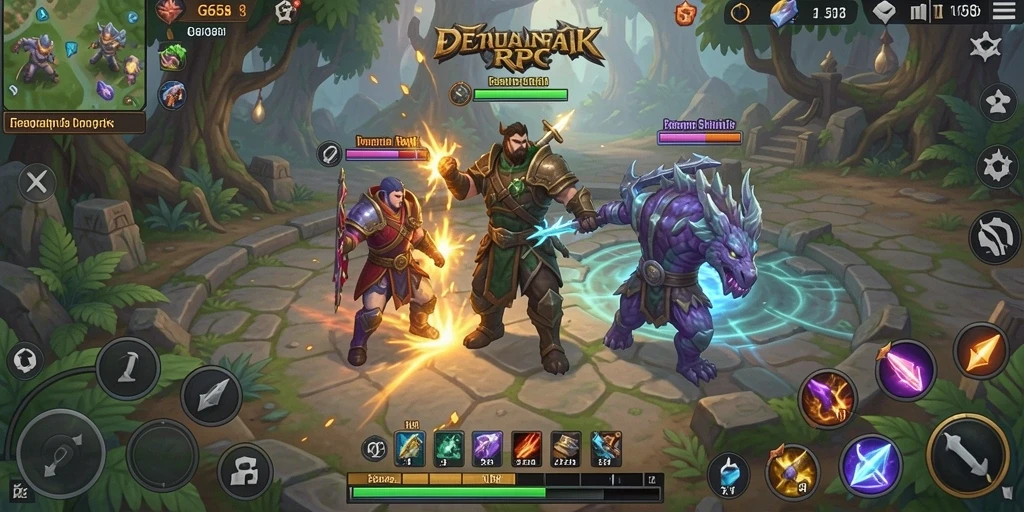 Screenshot gameplay G668 menampilkan aksi pertempuran RPG yang dinamis.