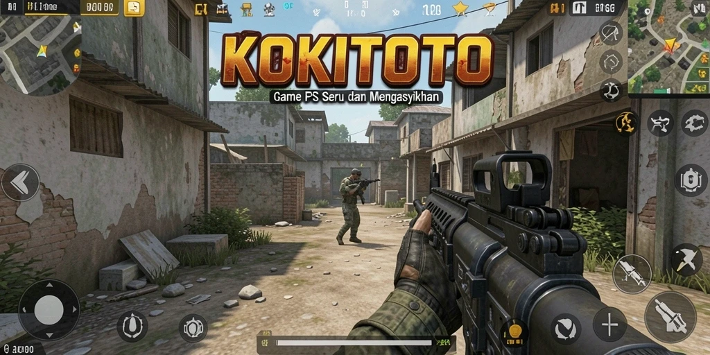Screenshot gameplay KOKITOTO dengan aksi menembak mendebarkan.
