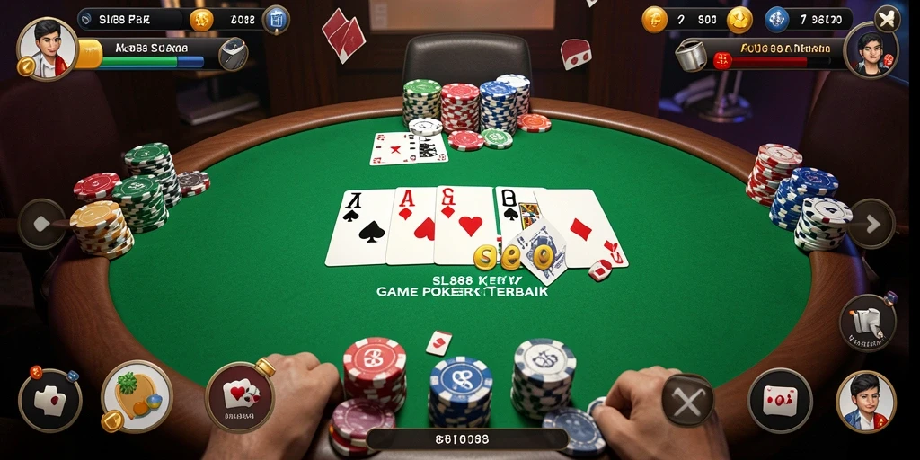Tampilan gameplay SL888 yang seru dan mendebarkan dalam permainan Poker.